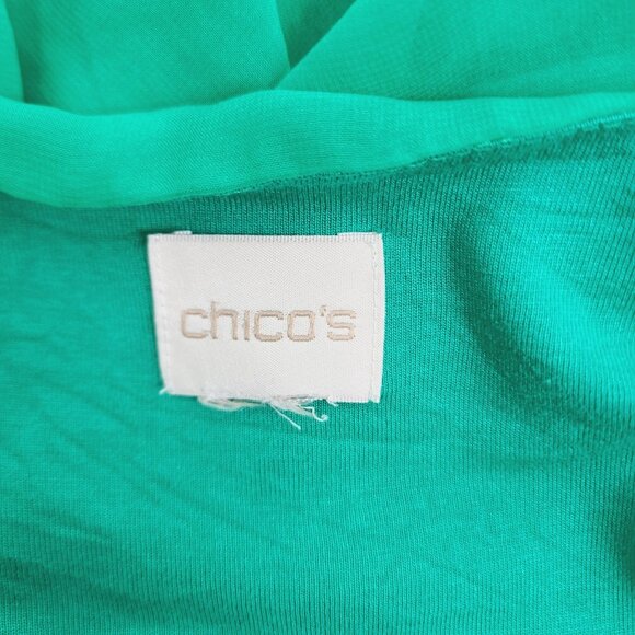 Chico's Asymmetrical Drama Top Asymmetrical Women's Size L/12 Green‎ - Picture 7 of 9